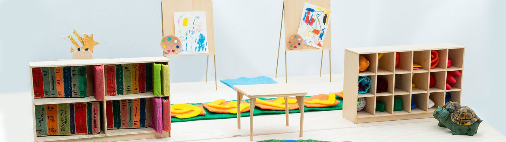 Miniture set up of a classroom