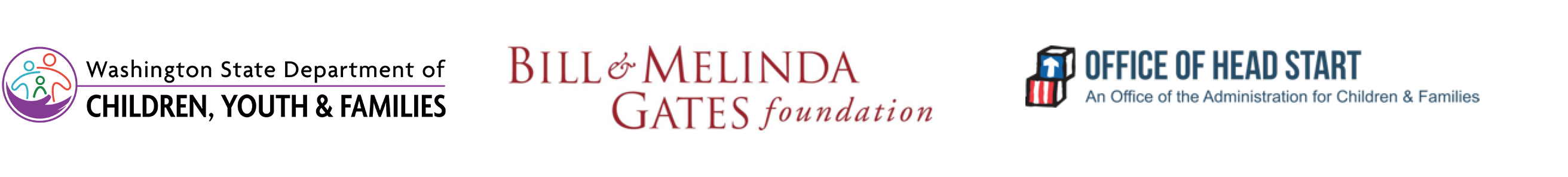 Bill and Melinda Gates Foundation, WA DCYF, Office of Headstart Logos