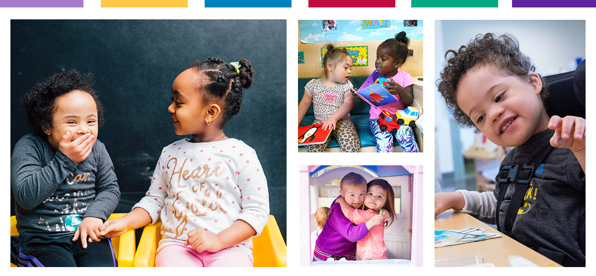Collage of children learning and playing together Collage of children learning and playing together