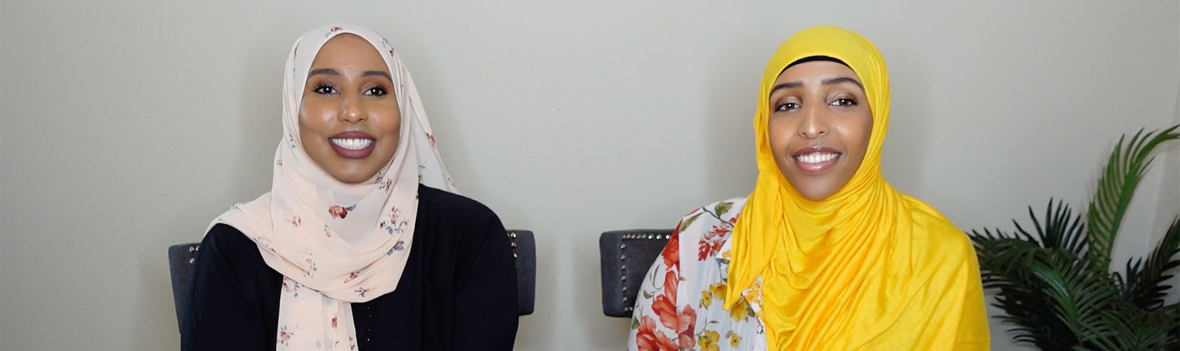 Circle Time Magazine Somali Edition hosts, Maryam Diriye and Samira Noor, sitting in brown chairs looking at the screen.